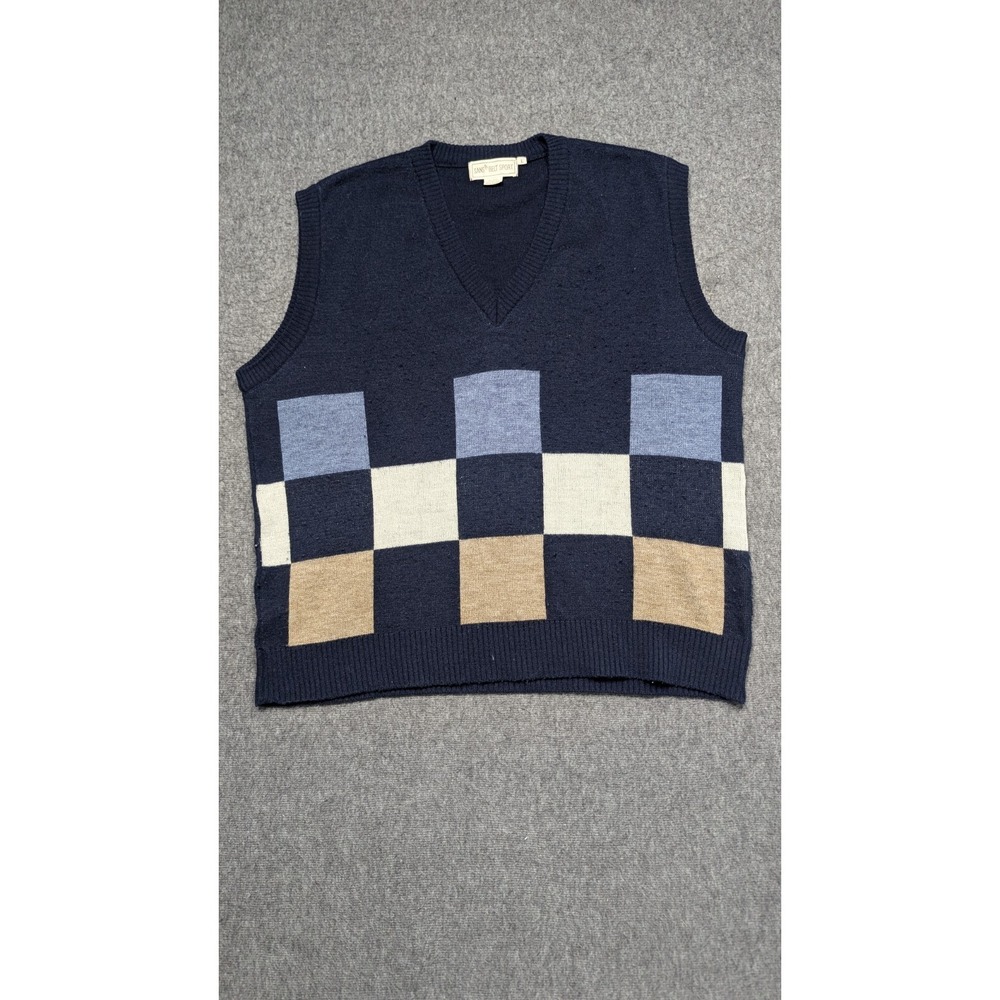 Vtg Sansabelt Sweater Mens Large Blue Grandpa Wool Blend Y2K Preppy Professor